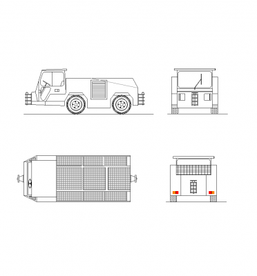 Disegno CAD trattore rimorchio