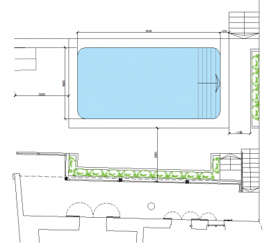 Swimming pool and terrace area design dwg