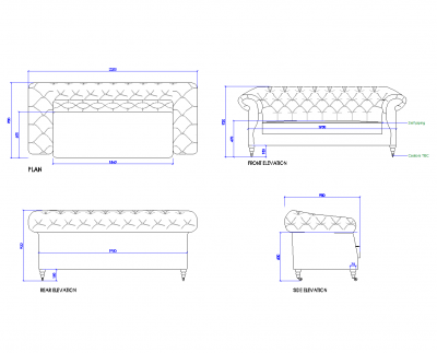 Chesterfield sofa dwg