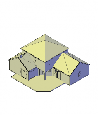 Detached french style house AutoCAD 3D model