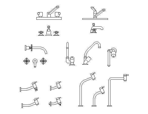 Free CAD dwg of kitchen taps - cadblocksfree | Thousands of free CAD blocks