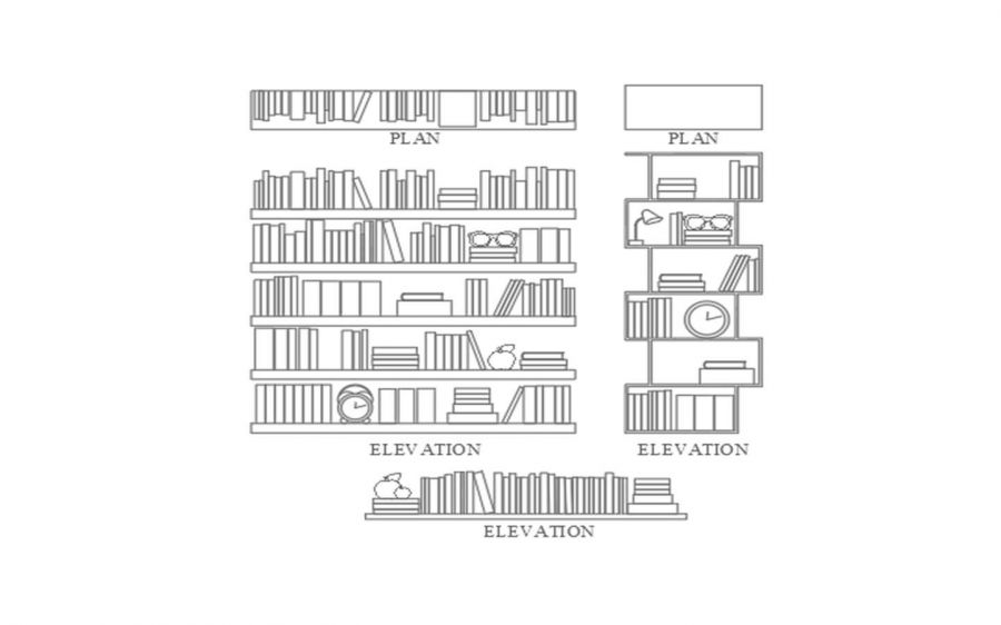Prateleiras de livros (3) | Thousands of free AutoCAD drawings