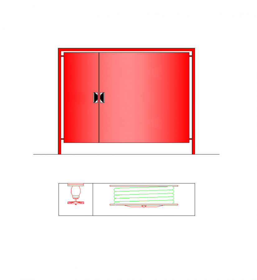 2D-CAD-Zeichnung eines Feuerwehrschlauch Kabinett - CADBlocksfree -CAD  blocks free