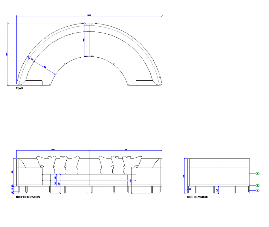 Curved sofa dwg drawing | Thousands of free AutoCAD drawings