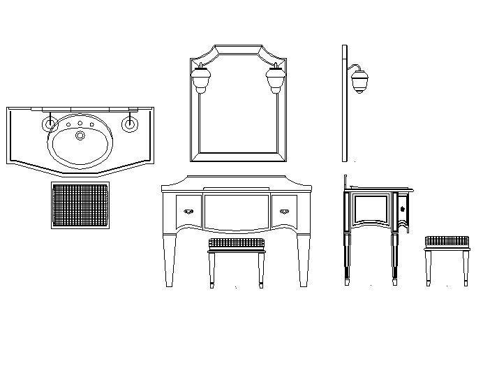 Traditional vanity unit CAD block - CADblocksfree | Thousands of free  AutoCAD drawings