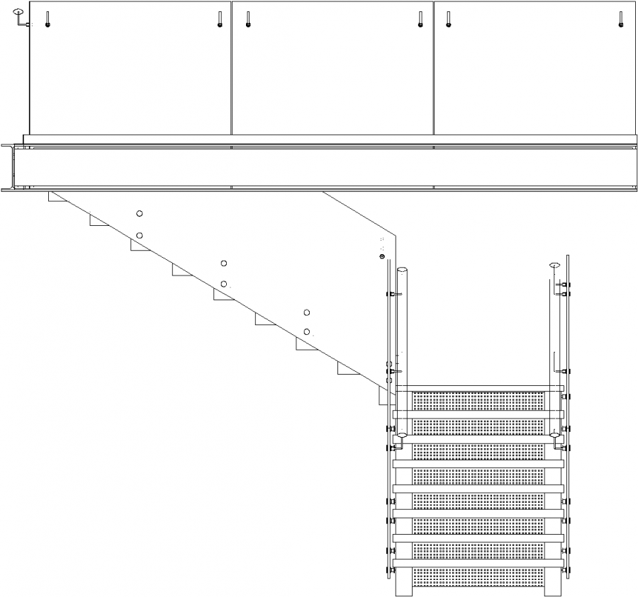 5212mm Height I-Beam Stairs with Glass Handrails Front Elevation dwg  Drawing | Thousands of free AutoCAD drawings