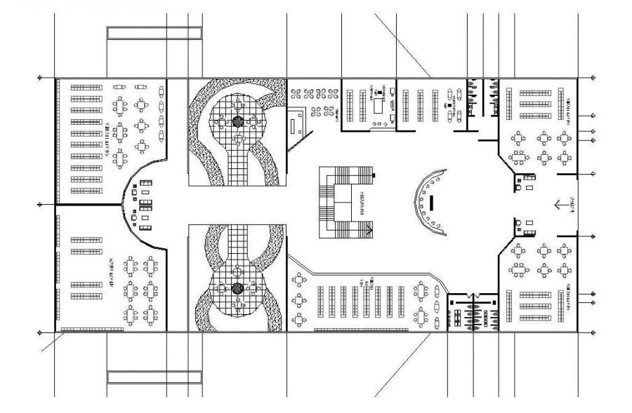 Disegno CAD del piano di progettazione della biblioteca - CADblocksfree |  Thousands of free AutoCAD drawings