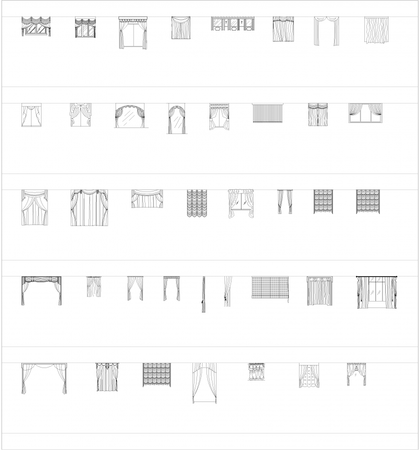 Cortinas elevações coleção CAD 2 dwg | Thousands of free AutoCAD drawings