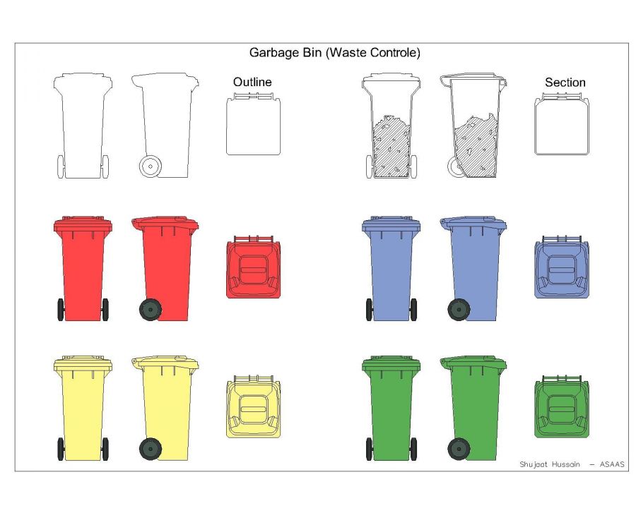 Garbage Bin (Waste Controle)-001 | Thousands of free AutoCAD drawings
