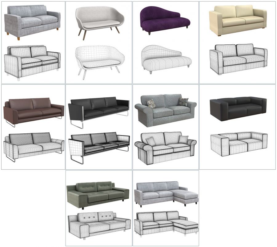 Modern sofas 3ds max model collection - CADblocksfree -CAD blocks free