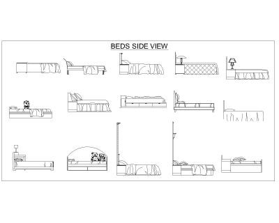 Кровати в плане автокад