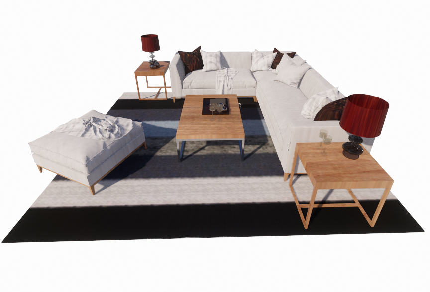 White sofa and table set in living room revit family | Thousands of free  CAD blocks