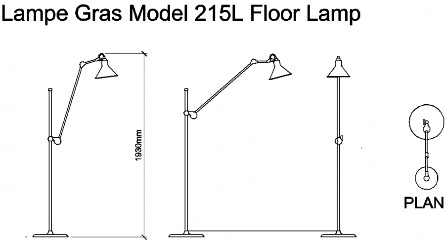 AutoCAD download Lampe Gras Model 215L Floor Lamp DWG Drawing | Thousands  of free CAD blocks
