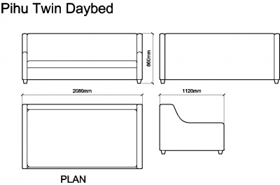 AutoCAD download Pihu Twin Daybed DWG Drawing | Thousands of free CAD ...