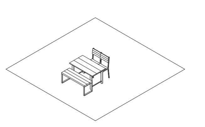 Tavolo sedia e panca isometric.dwg disegno | Thousands of free CAD blocks