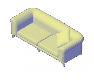 Chester style sofa 3D DWG block 