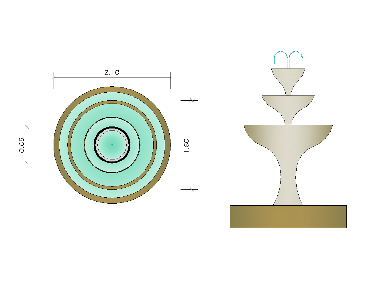 Disegno CAD di fontane d'acqua da giardino - CADblocksfree | Thousands of  free AutoCAD drawings