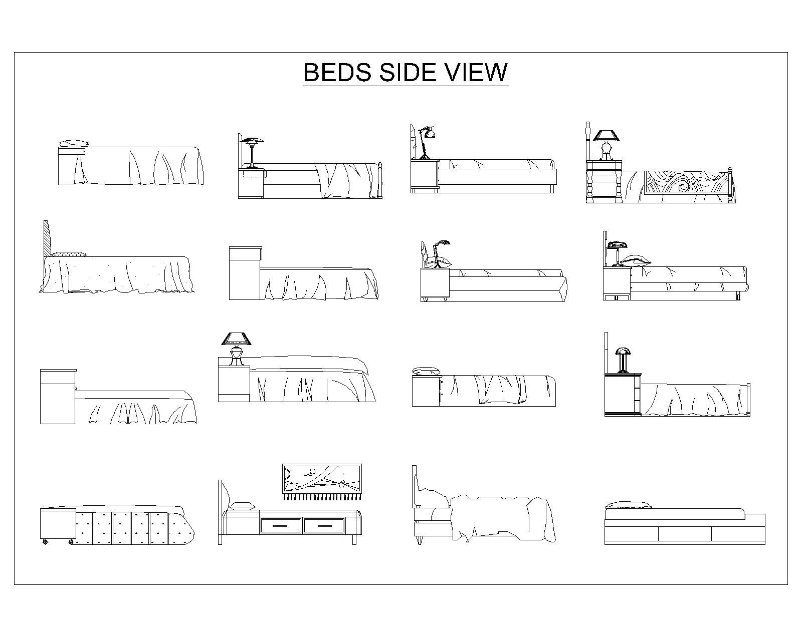 Wooden Beds Symbol for AutoCAD .dwg_1 | Thousands of free CAD blocks