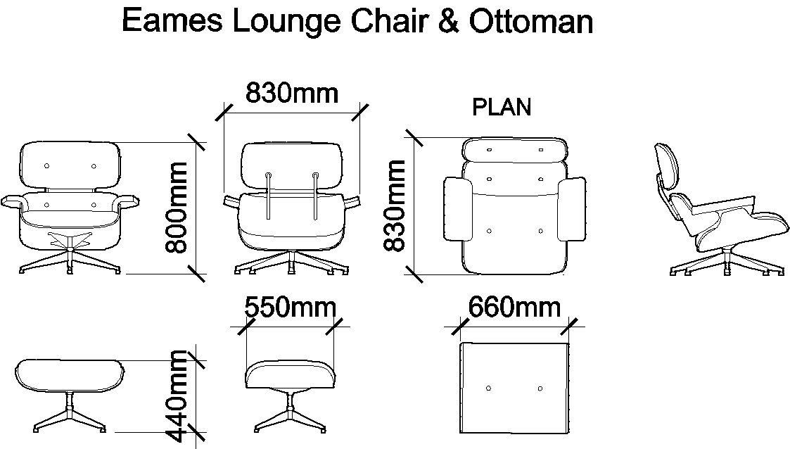 AutoCAD download Eames Lounge Chair and Ottoman DWG Drawing | Thousands of free  CAD blocks