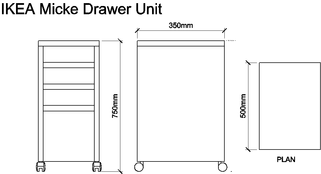 AutoCAD download IKEA Micke Drawer Unit DWG Drawing | Thousands of free CAD  blocks